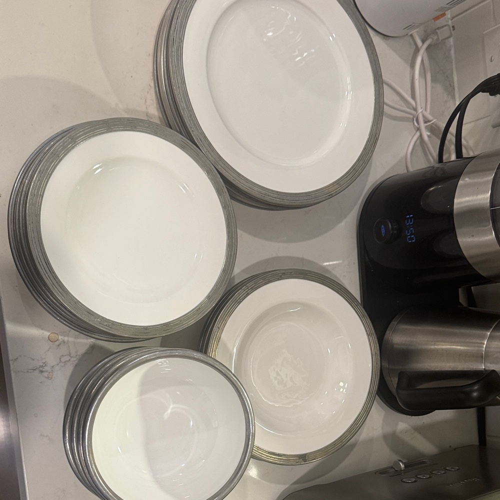 Arte Italica White and Silver Dinnerware Set